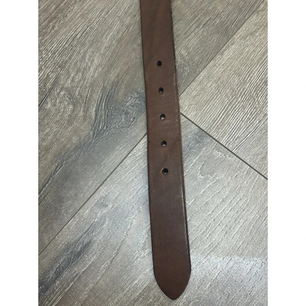 Polo Ralph Lauren Belt Brown Leather Silver Hardware Men's Size 42